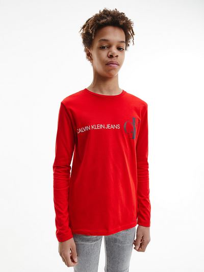 Calvin Klein Ruhák HU522796 | Calvin Klein Organic Cotton Fiu Hosszú Ujjú Póló Piros